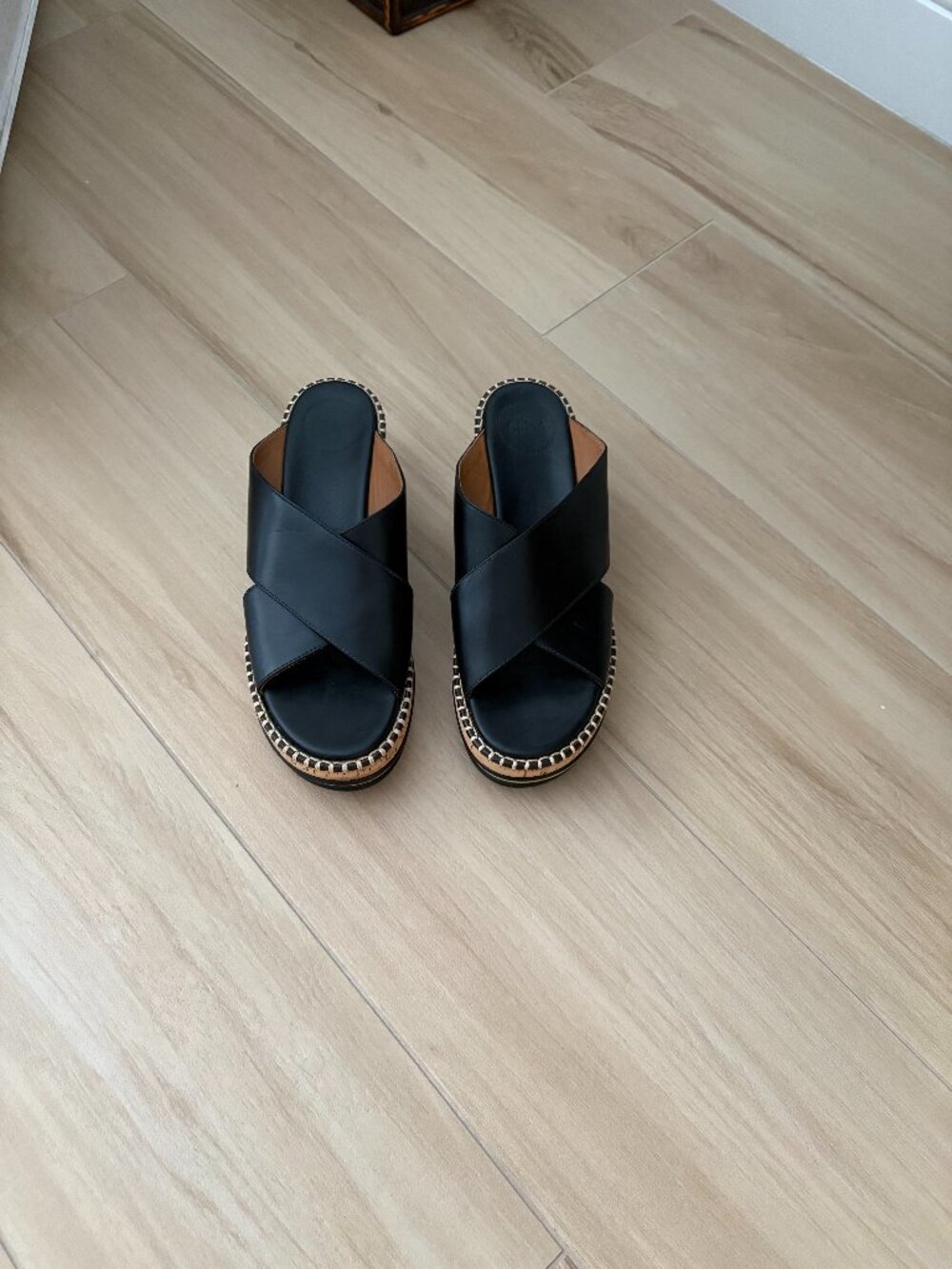 Chloe Laia Crisscross Leather Platform Mules